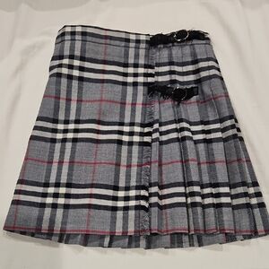 Burberry Gray Plaid Skirt